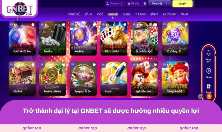 Trở thành đại lý tại GNBET sẽ được hưởng nhiều quyền lợi