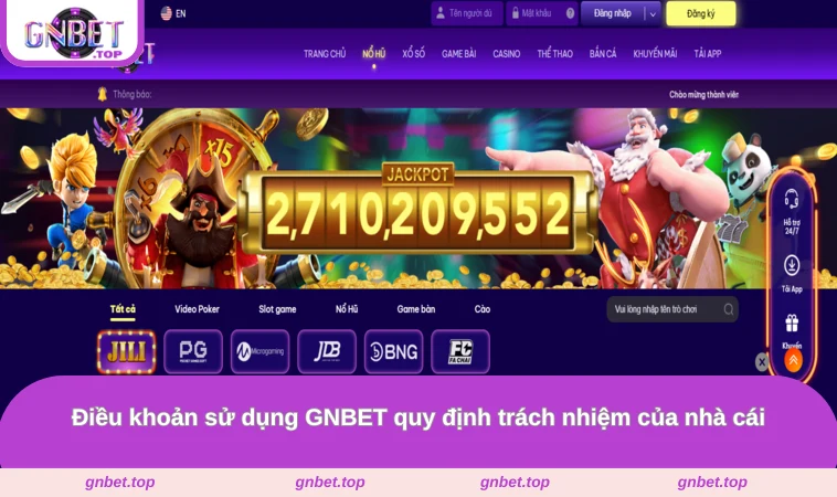 Điều khoản sử dụng GNBET quy định trách nhiệm của nhà cái