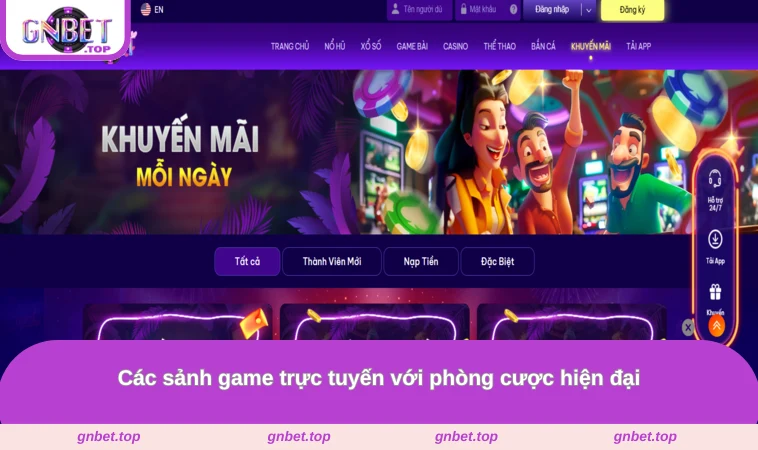 Các sảnh game trực tuyến với phòng cược hiện đại